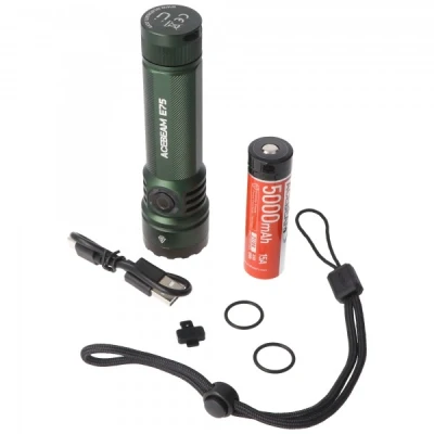 Afbeelding van AceBeam E75 Quad Core LED zaklamp groen, 5.000K, tot 3000 lumen helderheid, inclusief 21700 5000mAh Li Ion batterij