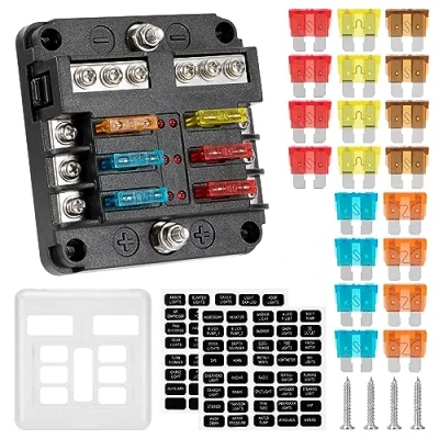 Afbeelding van GUNGY Zekeringhouder, 12 V, 6 weg zekeringhouder voor auto, met led display en 20 zekeringen boot, vrachtwagen, camper