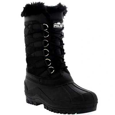 Afbeelding van Dames Nylon Waterdicht Weer Outdoor Sneeuw Eend Winter Regen Manchet Veterschoen 4 BLK37 YC0132