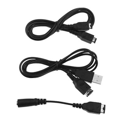 Afbeelding van YINETTECH Set van 3 GBA SP kabels compatibel met Nintendo Game Boy Advance Inclusief USB oplaadkabel &amp; 2 speler Link Kabel Hoofdtelefoon Adapter 3,5 mm Jack Cord