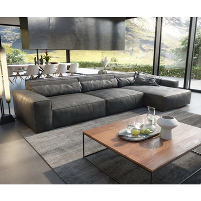 Afbeelding van Hoekbank Sirpio XL 370x170 cm kunstleer Vintage antraciet
