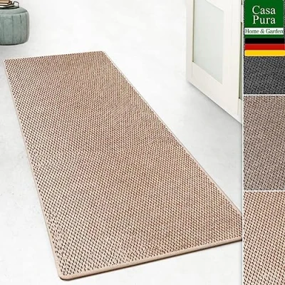 Afbeelding van casa pura Tapijtloper in sisal look plat weefsel met tijgereye structuur bekroond GUT zegel te combineren trapmatten (beige, 66x150 cm)