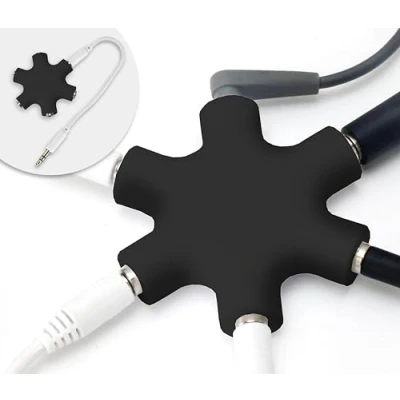 Afbeelding van MyGadget 5 weg jack splitter 3,5 mm Aux Mini audiosplitter Koptelefoonaansluiting voor smartphones, laptops en pc in zwart