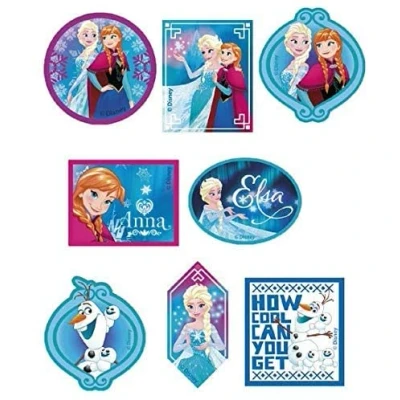 Afbeelding van 8 zeefdruk gemaakte kinderpatches om op kleding te strijken. Hete lijmtoepassingen voor het repareren en decoreren van broeken, jassen, truien, rugzakken, enz. (Frozen 2 vormen)