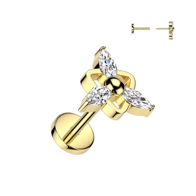 Afbeelding van Piercing steen center marquise push in 0.8x6 goud
