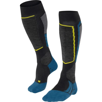 Afbeelding van FALKE Heren Skisokken SK2 Intermediate M Kh wol functioneel materiaal warm dik 1 paar, Zwart Black 3001, 44 45