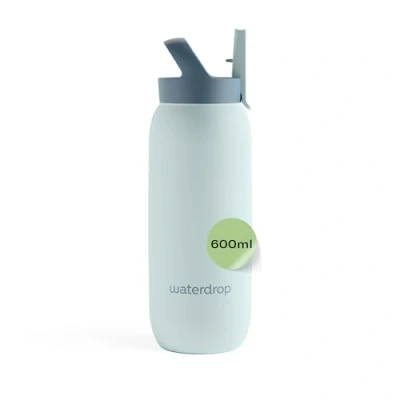 Afbeelding van waterdrop® All Purpose thermosfles 600ml, waterfles met rietje, geïsoleerde roestvrijstalen drinkfles, 24 uur koud, lekvrij &amp; onbreekbaar
