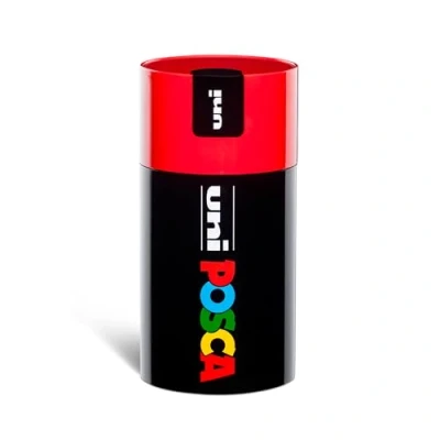 Afbeelding van Posca UniPosca complete set met 18 gesorteerde acrylstiften, middelste punt 2,5 mm, kleuren voor kinderen en kunstenaars Uni geldig als stofkleuren, hout andere, in rode geschenkdoos