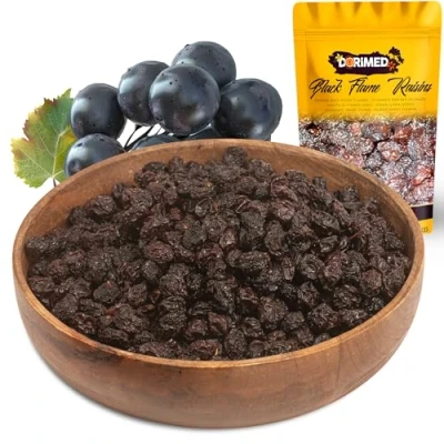 Afbeelding van Rozijnen, zwart, gedehydrateerd, groot formaat, hersluitbare zak 1 kg