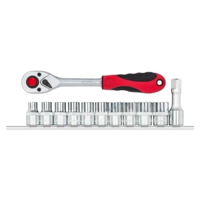 Afbeelding van Gedore red Dopsleutelset + ratel 1/2 Inch 6 kt op Rail 12 delig