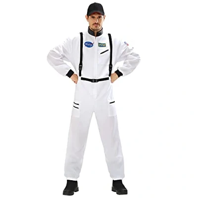 Afbeelding van Widmann Science Fiction &amp; Space Kostuum Stoere Astronaut Wit Man / Beige Small Carnavalskleding Verkleedkleding