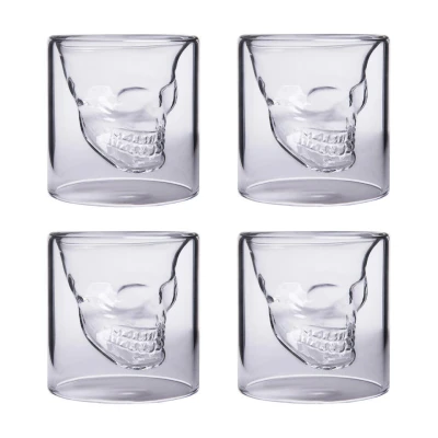 Afbeelding van Aretica Shot glaasje Skull set van 4 glas