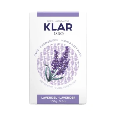 Afbeelding van Klar Lavendel Hand &amp; Body zeep Soap 100gr (Cosmos gecertificeerd, palmolie vrij)