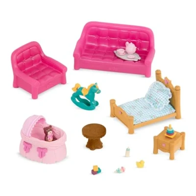 Afbeelding van Li&#039;l Woodzeez Woonkamer en kinderkamerset, 23 delige speelgoedset met woonkamermeubels accessoires, miniatuurspeelgoed speelsets voor kinderen vanaf 3 jaar