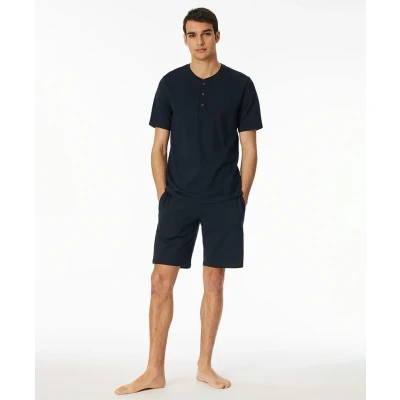 Afbeelding van Schiesser MIX Pyjamashirt, Heren, Maat: 48, Nachtblau