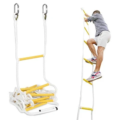 Afbeelding van Noodbrandtrap Nylon Touwladder 4 m Brandwerende Veiligheidstouwladders met Karabijnhaken Snel te Installeren en Gemakkelijk Gebruiken Compact lichtgewicht Herbruikbaar