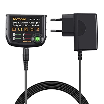 Afbeelding van Tecmana Oplader 18V/20V lithium, compatibel met Black&amp;Decker lithiumbatterij BL2018 LBXR20 OPE LB20 LBX20