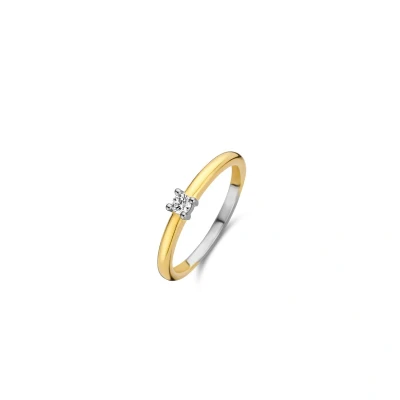 Afbeelding van TI SENTO Milano 12211ZY Ring zilver zirconia goudkleurig wit