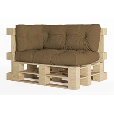 Afbeelding van Chilly Pilley Palletkussen Schuimvlokken Palletmeubels Palletbank Rugleuning Zitkussen Zijkussenset (Set Van 3 Bruin)