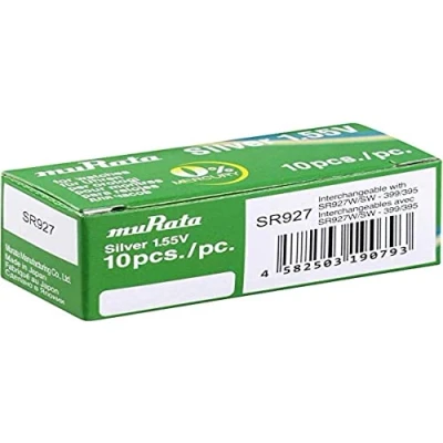 Afbeelding van Murata SR927 PBWW knoopcel 395 zilveroxide 52 mAh 1,55 V 10 st.