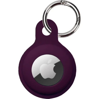 Afbeelding van Hoesje Geschikt voor Apple AirTag Sleutelhanger Siliconen Hanger Aubergine
