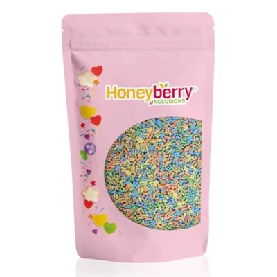 Afbeelding van Natuurlijke Eetbare Kleurrijke Strooisels 200g Cakedecoratie en Suikerstrooisels Perfect voor Bakken, Taarten, Cupcakes, Koekjes Desserts Geproduceerd in de EU (Pastel Vermicelli)