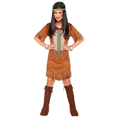 Afbeelding van Widmann Indiaan Kostuum Inidaanse Squaw Snelle Pijl Meisje Bruin Maat 104 Carnavalskleding Verkleedkleding