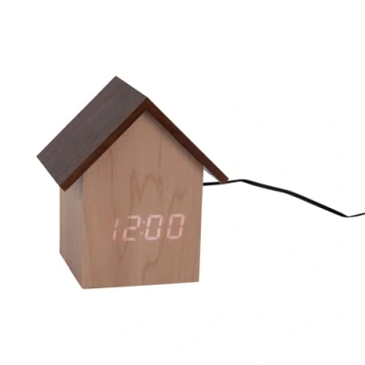 Afbeelding van Karlsson Wekker House LED Hout Fineer Licht 10x11x7cm
