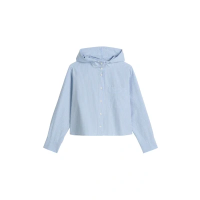 Afbeelding van Marc O&#039;Polo Denim Relaxed AUS Papertouch Overhemdblouse, Dames, Maat: XXS, Light blue