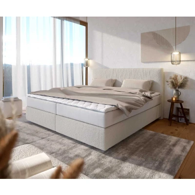 Afbeelding van Boxspringbed Dream Well Bouclé crèmewit 200x200 cm met pocketveringmatras en Visco topper