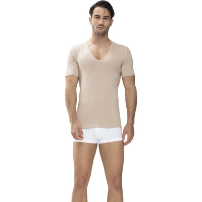 Afbeelding van Mey Dry Cotton V hals T Shirt Beige maat 7XL Heren Huidskleur met Slim fit Pasvorm Katoen