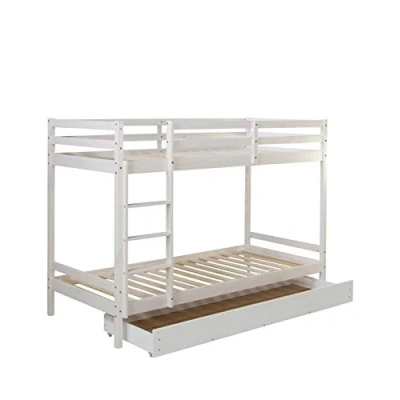 Afbeelding van Homestyle4u 1432, stapelbed voor kinderen, bedframe met ladder, bedlade, massief grenen, wit, 90x200 cm