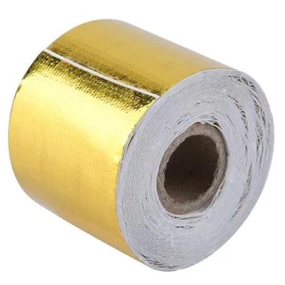Afbeelding van plakband, 1 rol gouden aluminiumfolie zelfklevend reflecterend hitteschild, wikkelband (10 m x 5 cm)