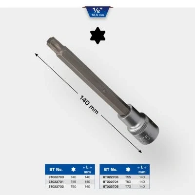 Afbeelding van BRILLIANT TOOLS BT022705 1/2&quot; Torx bitdop, 140 mm lang, T70 [Powered by KS TOOLS]