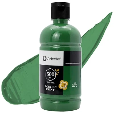 Afbeelding van Artecho Professionele Acrylverf, Sapgroen 500ml Buizen, Kunst Ambachtelijke Verven voor Canvasschilderen, Steen, Hout, Stof, Kunstbenodigdheden Kunstenaars