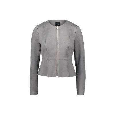Afbeelding van zero Imitatieleren jas, Dames, Maat: 34, Steel gray