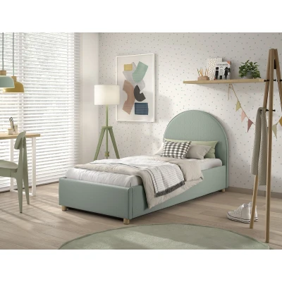 Afbeelding van KidsOnly Moon Groen Bouclé Bed met Opbergruimte 90 x 200 cm