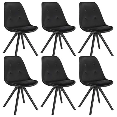 Afbeelding van WOLTU BH196sz 6.6 X Keukenstoelen Massief Hout Fluwelen Eetkamerstoelen, Vrijetijdsstoelen Woonkamerstoelen Zwart