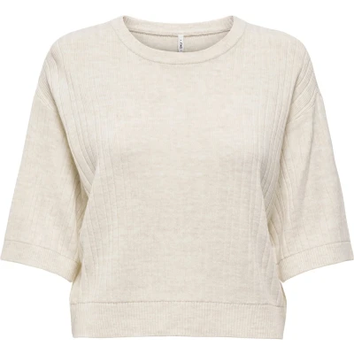 Afbeelding van ONLY Onlthea Oneck Tshirt basic, Dames, Maat: Medium, Pumice stone