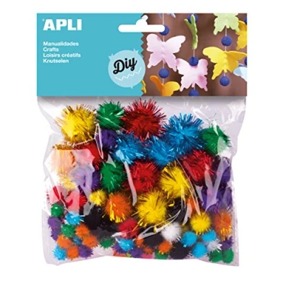 Afbeelding van Apli Pompons, Zakje Met 78 Stuks In Geassorteerde Glitter Kleuren Knutselmateriaal
