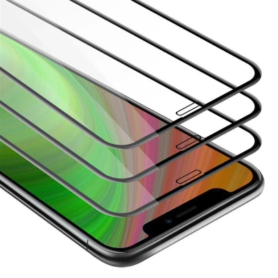 Afbeelding van Cadorabo 3x Screenprotector geschikt voor Apple iPhone XR Volledig scherm pantserfolie Beschermfolie in TRANSPARANT met ZWART Getemperd (Tempered) Display beschermend glas 9H hardheid 3D Touch