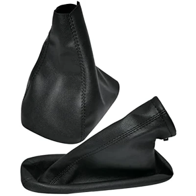 Afbeelding van AERZETIX C57866 Versnellingspook en handremhoes compatibel met Opel Astra H van 2004 tot 2010 kleur: zwart in synthetisch leer