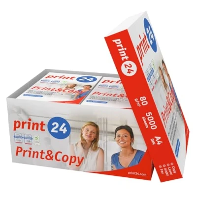 Afbeelding van print24 Printerpapier kopieerpapier 5000 vellen 10 x 500 A4 80g premium wit testwinnaar PEFC