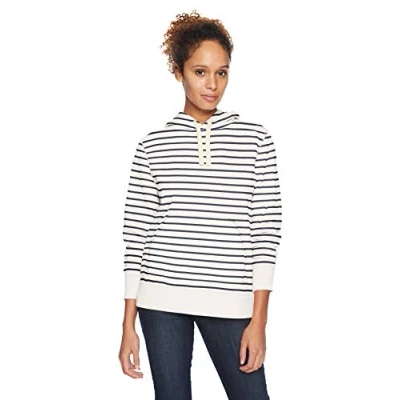 Afbeelding van Amazon Essentials Women&#039;s Fleecetrui met capuchon (verkrijgbaar in grote maten), Wit Streep, M