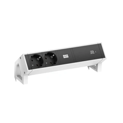 Afbeelding van BACHMANN DESK2 2 x veiligheidscontact USB C, oplader 60 W, 0,2 m, GST18, wit