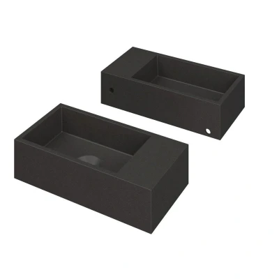Afbeelding van INK Versus Fontein 36x18x9cm wasbak links 0 kraangaten Quartz zwart