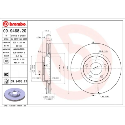 Afbeelding van Brembo Remschijf 09.9468.21