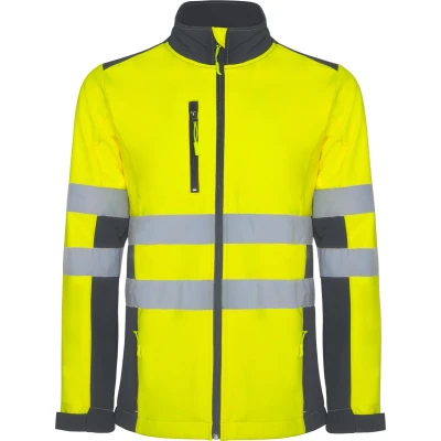 Afbeelding van Technisch hoog zichtbaar / High Visability Softshell Jack Geel Lood Grijs model Antares maat S