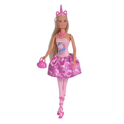 Afbeelding van Simba 105733320 Steffi Love Fashion Unicorn, speelpop in modieuze eenhoorn outfit met bijpassende haarband en handtas, 29 cm, vanaf 3 jaar