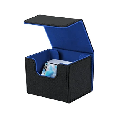 Afbeelding van Mcbazel Deck Box voor MTG kaarten, Card Past 100+ Single Sleeves Houder TCG PU Lederen Opbergkoffer, Zwart &amp; Blauw